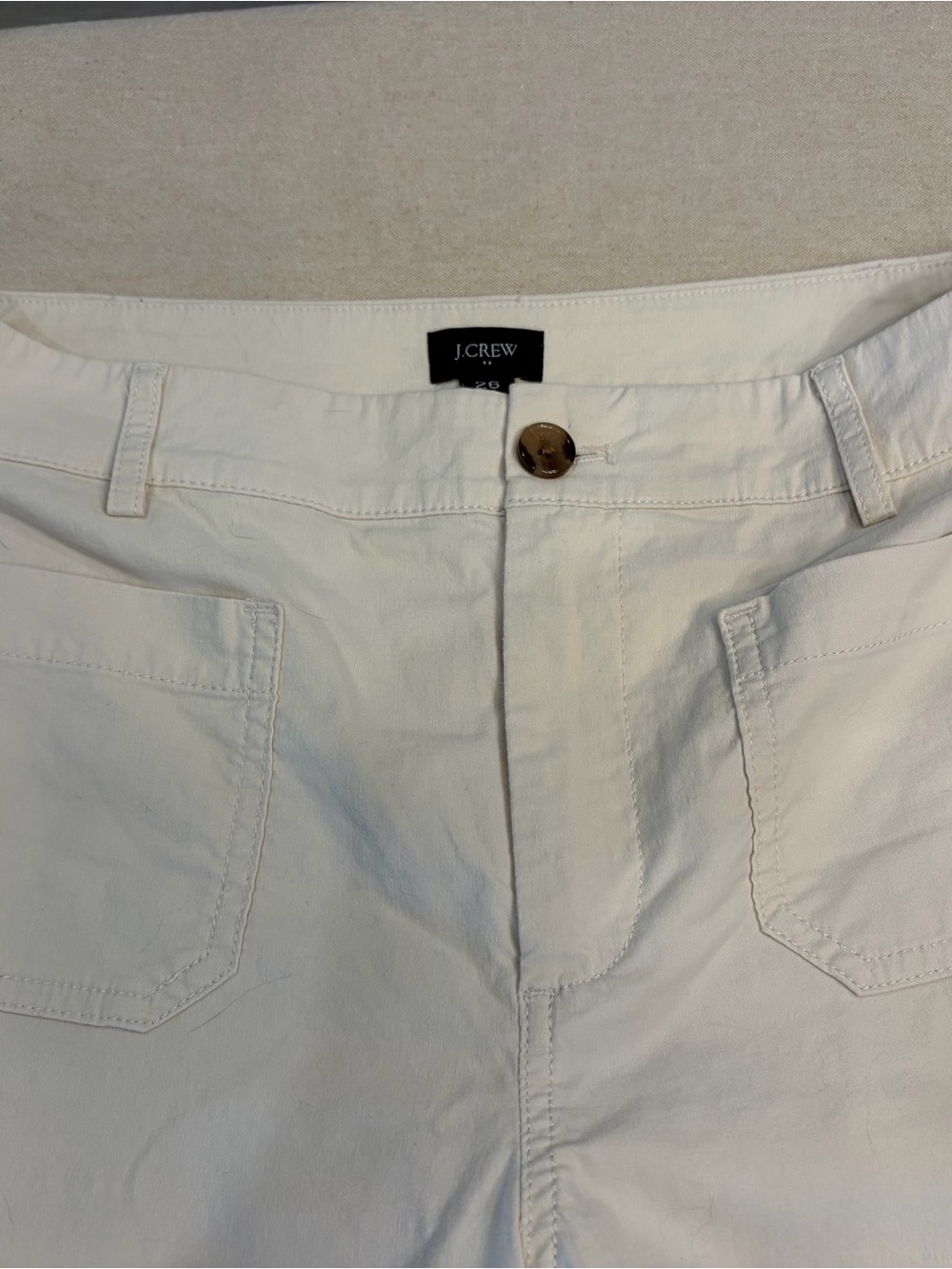 J. Crew Factory Lizzie Cream Wide-Leg Cotton Pants Size 26 - Picture 3 of 8